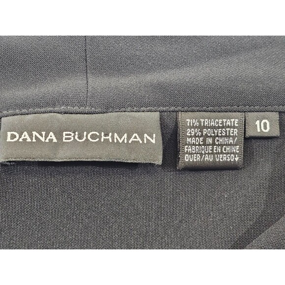 Dana Buchman 10 Black Drape Neck Career Work Blouse Top Shirt Stretch Orig. EUC - Picture 5 of 6